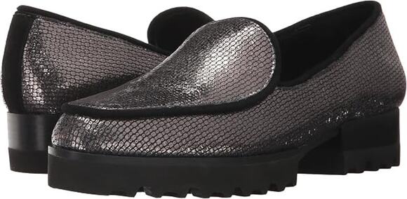 Donald Pliner Shoes - Donald Pliner Elen Metallic Gunmetal Textured Slip-on Comfort Loafers Women's 10